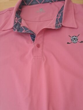 Men's Pink Golf Polo Shirt with Contrasting Collar